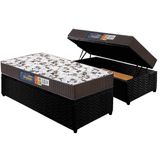 Cama Box Bau Solteiro Colchao Espuma Polar D33 Perola Base Crc Suede Black 88x188