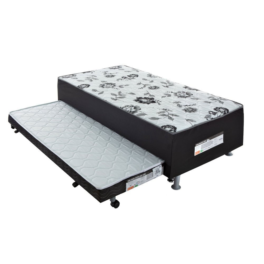 Conjugado Solteiro Ortobom D28 Cori Nero 88x188 Com Cama Auxiliar