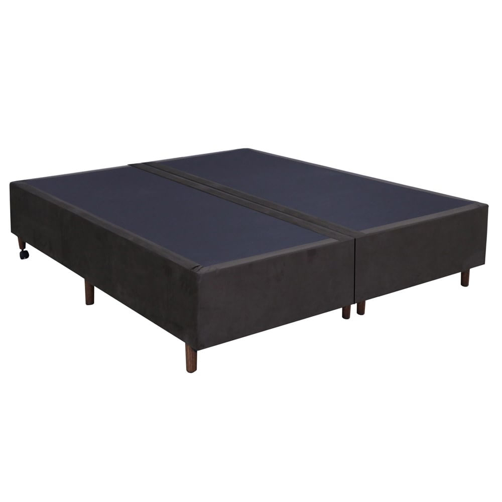 Base Para Cama Box Casal Queen Size Bipartido 158cm Suede Liso Love Story Hf Marrom- Gazin