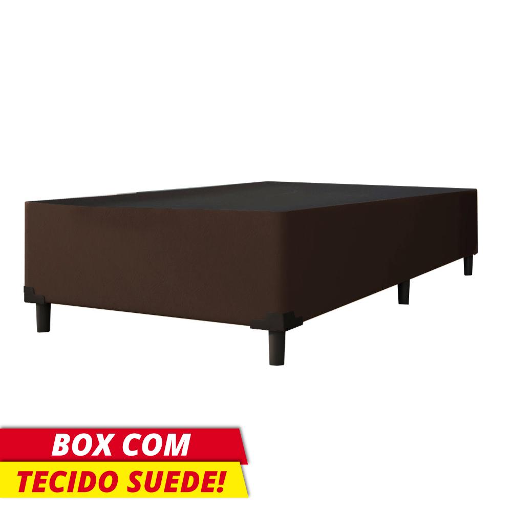 Cama Box Solteiro 0,88m E 38cm De Altura Suede Prince Marrom