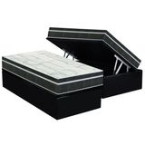 Cama Box Bau Solteiro Colchao Molas Orthoflex Bonnel Venezia Base Crc Suede Black 88x188