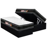 Cama Box Bau Solteiro Colchao Espuma Castor D33 Black E White Air Double Face Euro Pillow Base Crc Suede Black 88x188