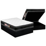 Cama Box Bau Casal Colchao Espuma Castor D33 Black E White Double Face Base Crc Suede Black 138x188