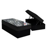 Cama Box Bau Solteiro Colchao Molas Ortobom Nanolastic Fort Tech Iso Base Crc Suede Black 88x188