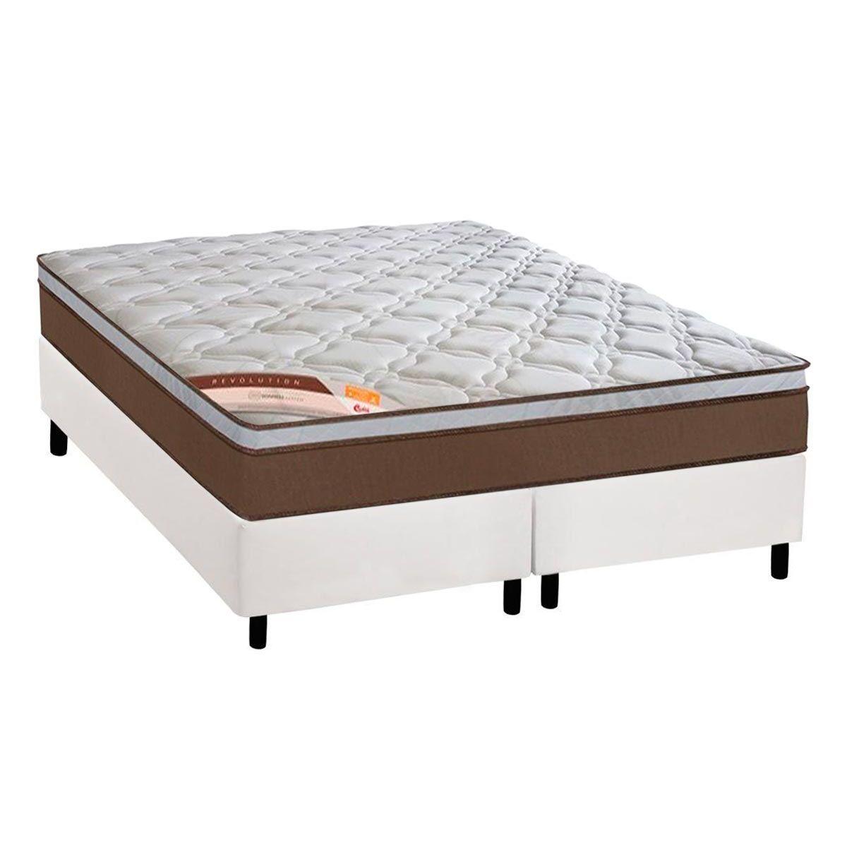 Cama Box King Colchao Molas Pocket Ensacadas Castor Revolution Base Crc Courano Branco 193x203