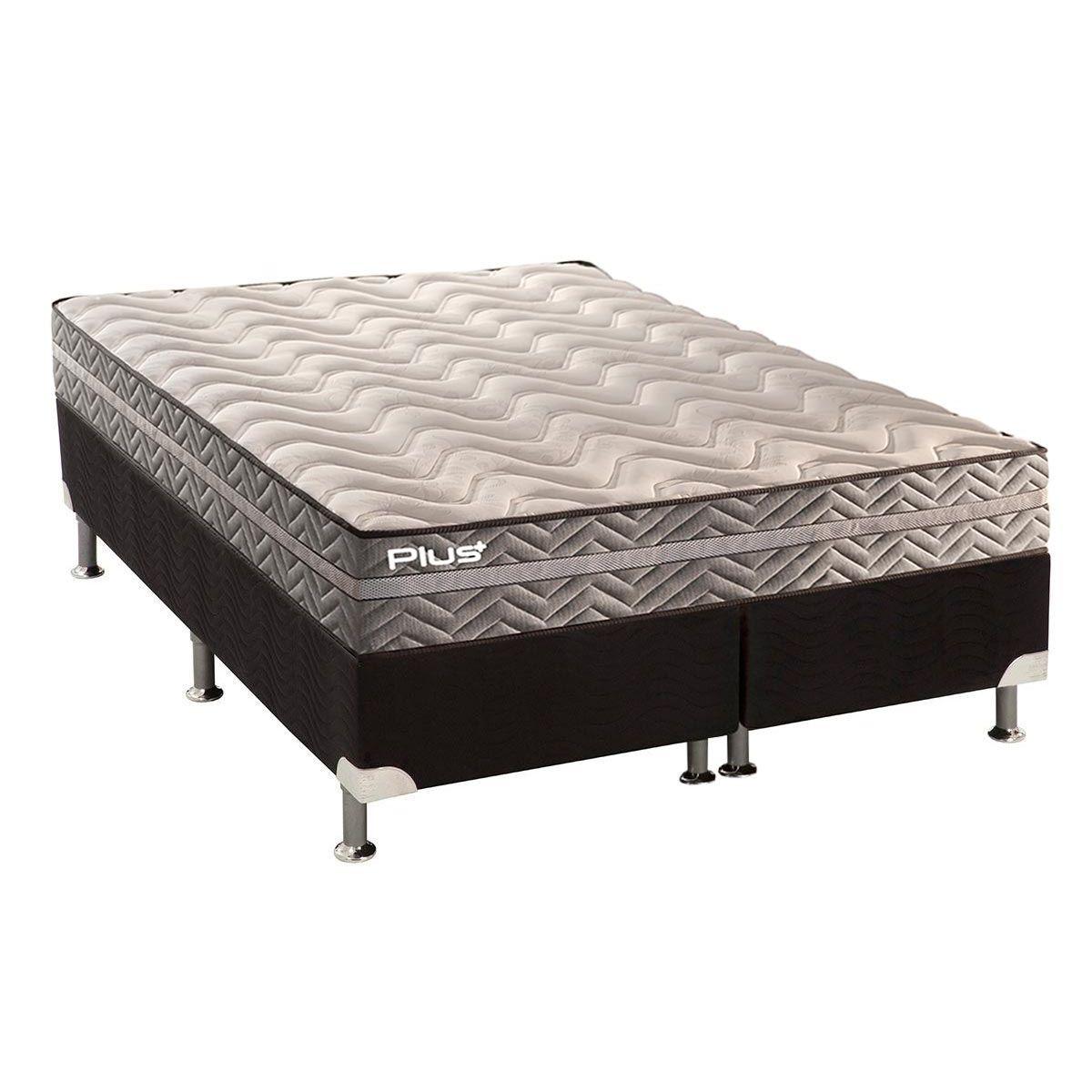 Cama Box King Colchao Espuma Paropas D45 Pasquale Plus Base Crc Suede Black 193x203