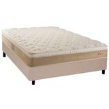 Cama Box Casal Colchao Molas Herval Masterpoket Ensacadas Platinum Base Crc Suede Bege 138x188