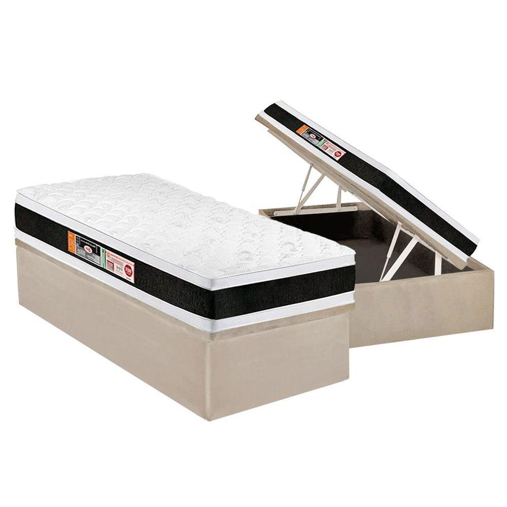 Cama Box Bau Solteiro Colchao Espuma Castor D45 Black E White Air Double Face Base Crc Suede Clean 88x188