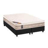 Cama Box King Colchao Molas Castor Bonnel Premium Tecnopedic Base Crc Suede Cinza 193x203