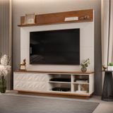 Estante Home Theater Para Tv Até 65 Polegadas Davi 1,80m Off White / Freijó Dj Móveis