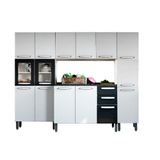 Kit De Cozinha Completa 4 Pecas Evidence 1 Armario 1 Balcao 2 Paneleiros C4p43 Branco Preto Bertolini