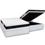 Cama Box Bau Casal Colchao Espuma Castor D45 Black E White Air Double Face Base Crc Courano White 138x188