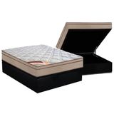 Cama Box Bau Casal Colchao Molas Pocket Ensacadas Castor Revolution Hibrido Base Crc Suede Black 138x188