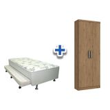 Cama Box Solteiro Conjugado Ortobom White C Auxiliar Armario Multiuso Margarida Rustico