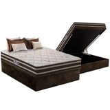 Cama Box Bau Casal Colchao Ortopedico Anjos D28 Ag65 Ortoline Star Base Crc Suede Brown 138x188