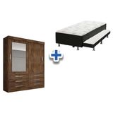 Cama Box Conjugada Solteiro C Aux Ortobom Guarda Roupa Sonare Canela