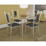 Conjunto Mesa De Cozinha Reno C Tampo Vidro 90cm 4 Cadeiras Florenca Cromada Preto Kappesberg