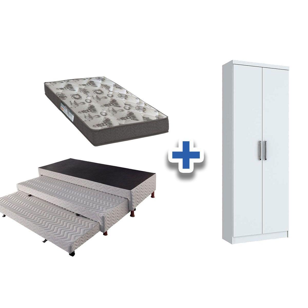 Cama Box Solteiro C 2 Aux Armario Multiuso Margarida Branco