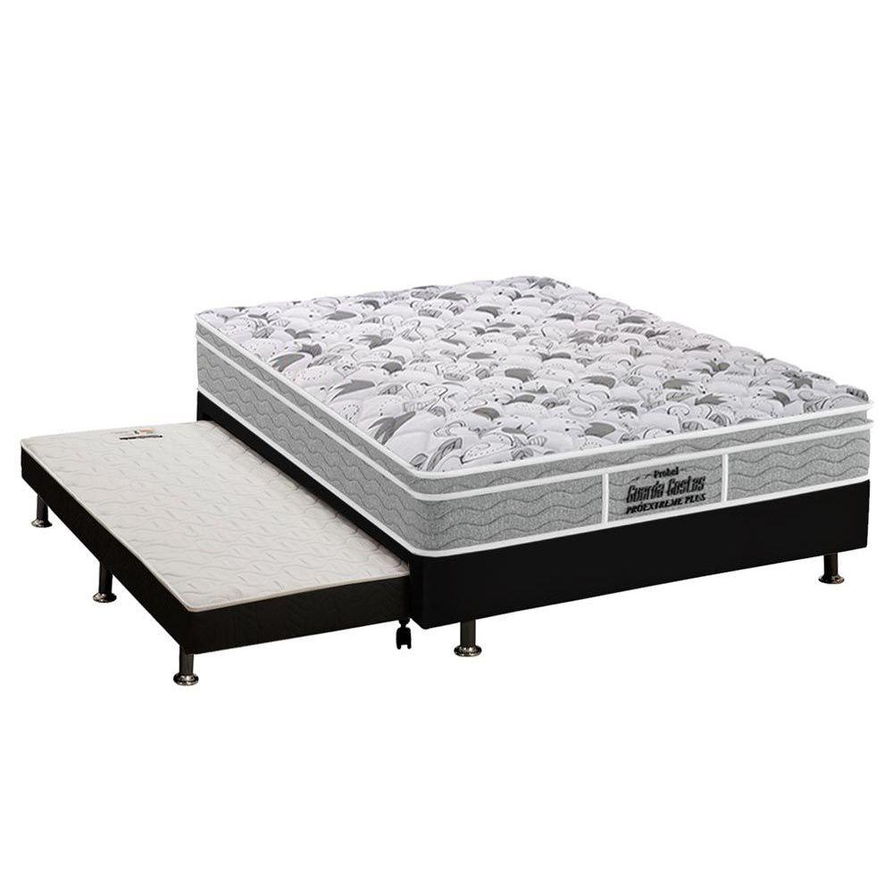 Cama Box C Auxiliar Casal Colchao Anatomico Probel D45 Ep Guarda Costas Plus Base Crc Courano Black 138x188