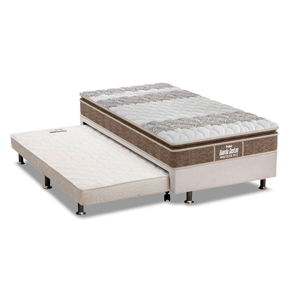 Cama Box C Auxiliar Solteiro Colchao Anatomico Probel D33 Ep Guarda Costas Plus Brown Base Crc Courano Branco 88x188