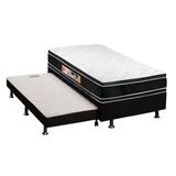 Cama Box C Auxiliar Solteiro Colchao Espuma Castor D33 Black E White Df Base Crc Courano Black 88x188