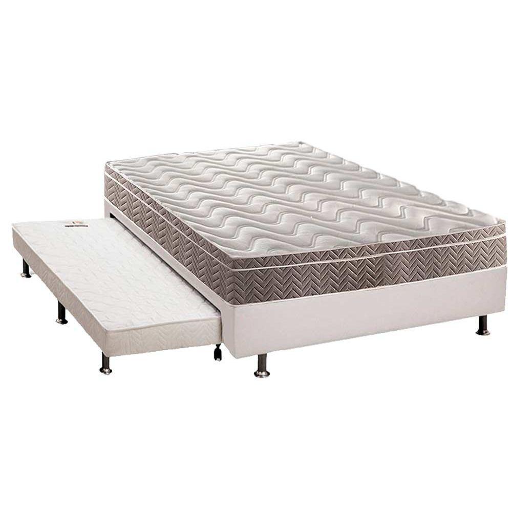 Cama Box C Auxiliar Casal Colchao Espuma Paropas D33 Confort Ultra Firme Base Crc Courano White 138x188