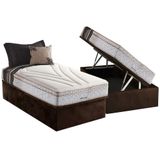 Cama Box Bau Solteiro Colchao Molas Herval Maxspring American Base Crc Suede Brown 88x188