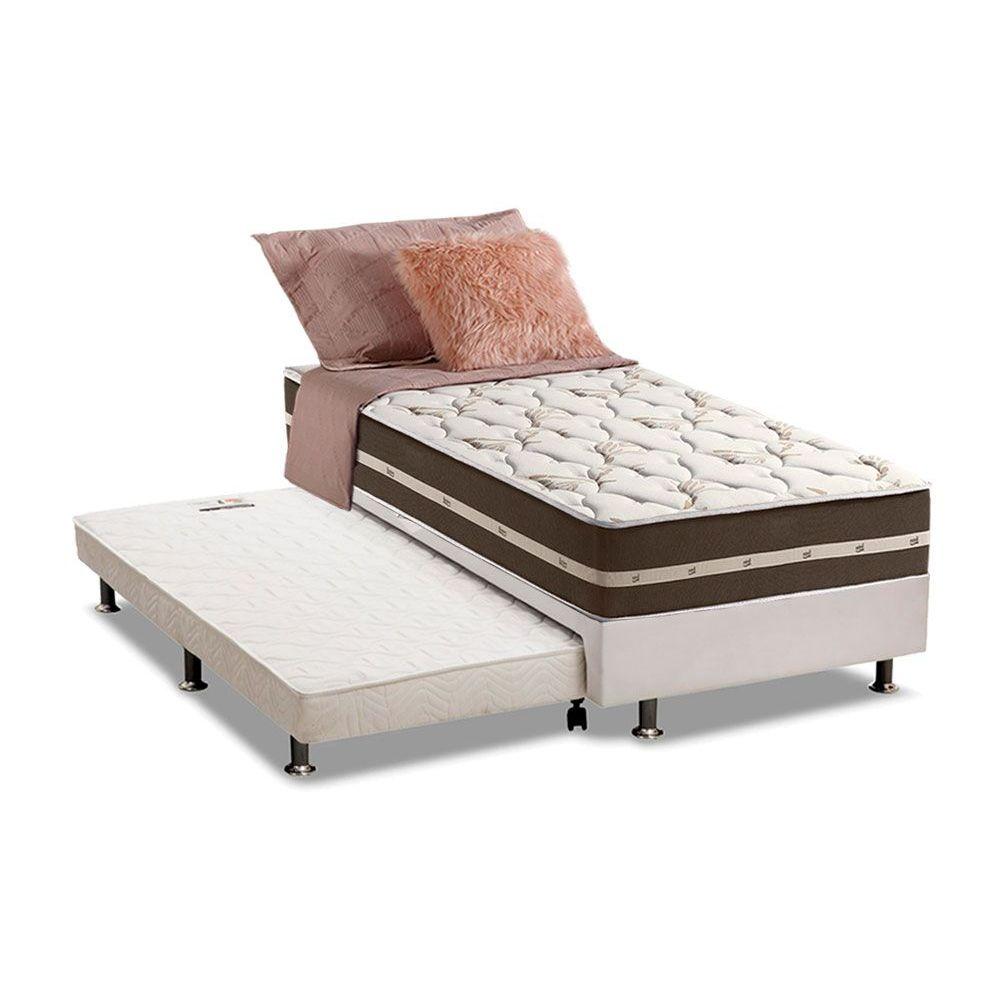 Cama Box C Auxiliar Solteiro Colchao Anjos Superlastic Classic Marrom Base Crc Courano Branco 88x188