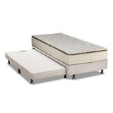 Cama Box C Auxiliar Solteiro Colchao Luckspuma Bonnel Montreal Spring Base Crc Courano Branco 88x188