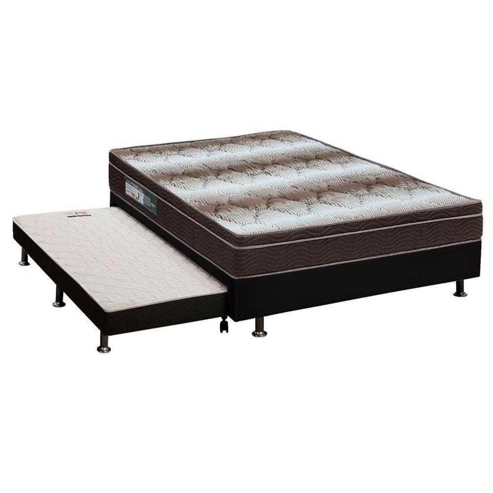 Cama Box C Auxiliar Casal Colchao Ortopedico Ortobom Light Base Crc Courano Black 138x188