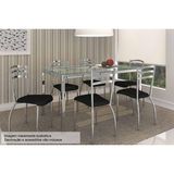 Conjunto Mesa De Cozinha Reno C Tampo De Vidro 150cm 6 Cadeiras Portugal Cromada Preto Kappesberg