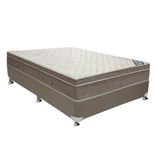 Cama Box Casal Colchao Molas Superpocket Ensacadas Ortobom Light Saude Base Crc Suede Bege 138x188