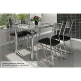 Conjunto Mesa De Cozinha Elba C Tampo Vidro 140cm 4 Cadeiras Napoles Cromada Preto Kappesberg