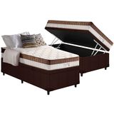 Cama Box Bau Solteiro Colchao Molas Ensacadas Anjos Masterpocket King Best Base Crc Courano Brown 88x188