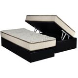 Cama Box Bau Solteiro Colchao Molas Bonnel Luckspuma Montreal Spring Base Crc Suede Black 88x188