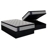 Cama Box Bau Casal Colchao Molas Masterpocket Ensacadas Sealy Passion Base Crc Suede Black 138x188