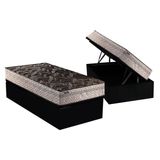 Cama Box Bau Solteiro Colchao Molas Paropas Extrapedic Uniblack Base Crc Suede Black 88x188