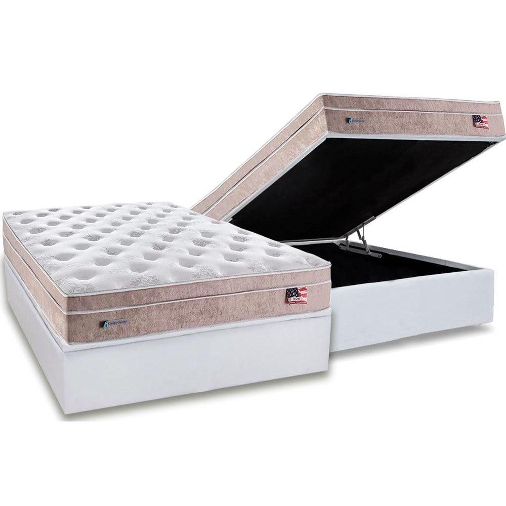 Cama Box Bau Casal Colchao Molas Plumatex Masterpocket Ensacadas Miami Base Crc Courano White 138x188