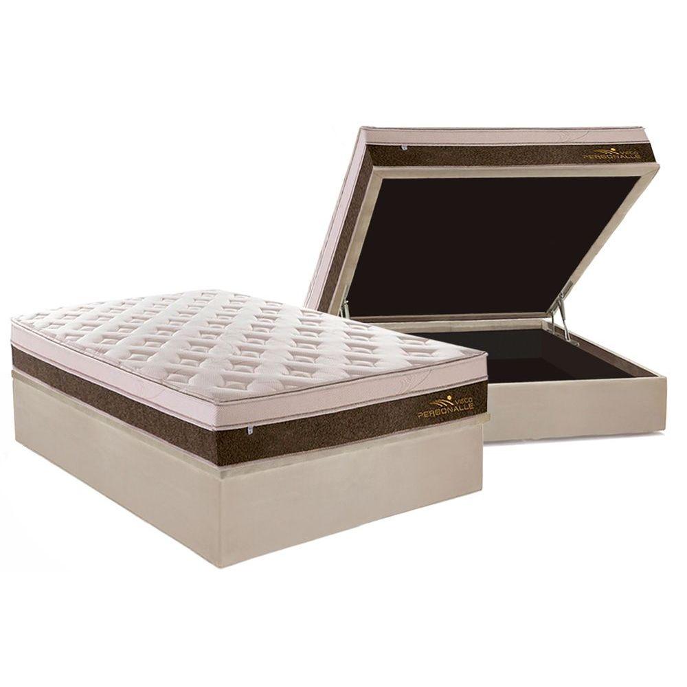 Cama Box Bau Casal Colchao Molas Plumatex Masterpocket Ensacadas Personalle Base Crc Suede Clean 138x188