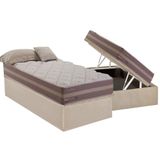 Cama Box Bau Solteiro Colchao Molas Herval Maxspring Casablanca Base Crc Suede Clean 88x188