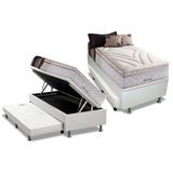 Cama Box Bau C Auxiliar Solteiro Colchao Molas Herval Maxspring American Base Crc Courano Branco 88x188