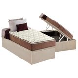 Cama Box Bau Solteiro Colchao Ortopedico Anjos D28 Ag65 Star Pillow Top Base Crc Suede Clean 88x188