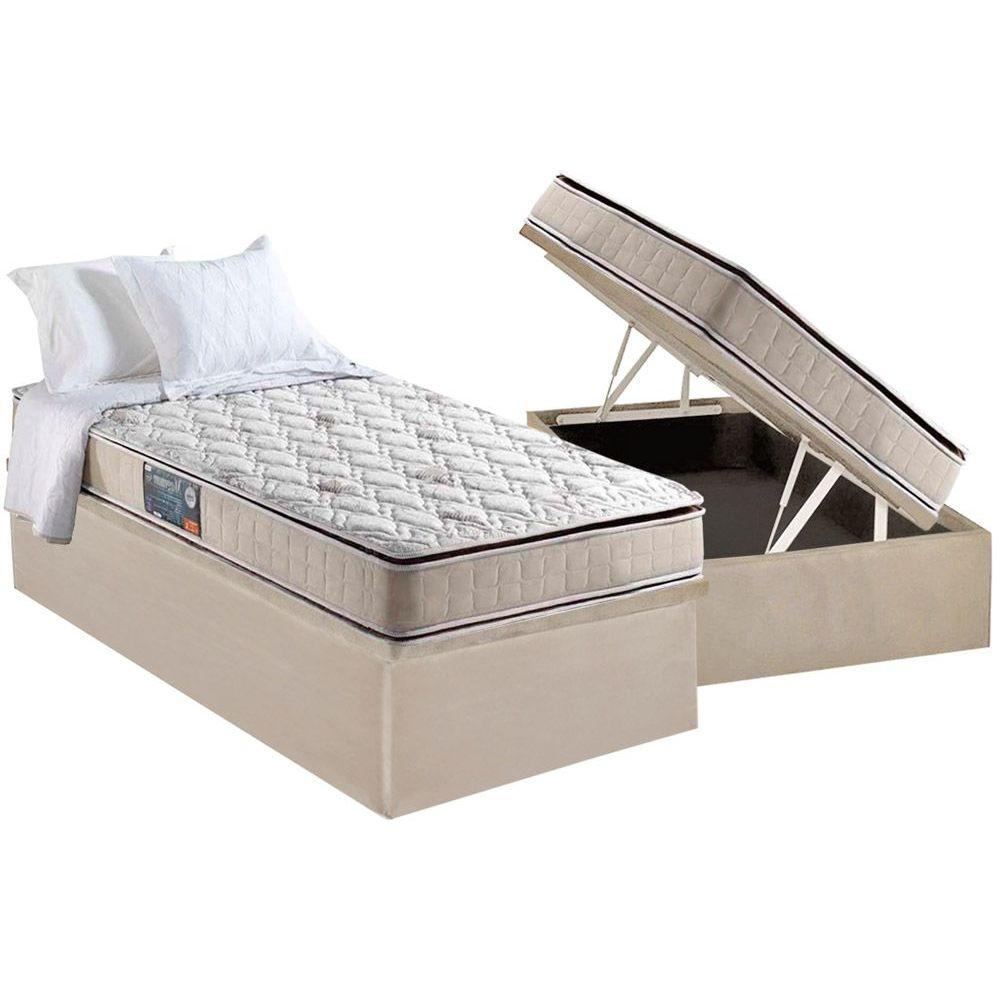 Cama Box Bau Solteiro Colchao Ortopedico Anjos D28 Ag65 Magnum Double Face Base Crc Suede Clean 88x188