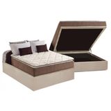 Cama Box Bau Casal Colchao Espuma Anjos D28 Ag65 Star Pillow Top Base Crc Suede Clean 138x188