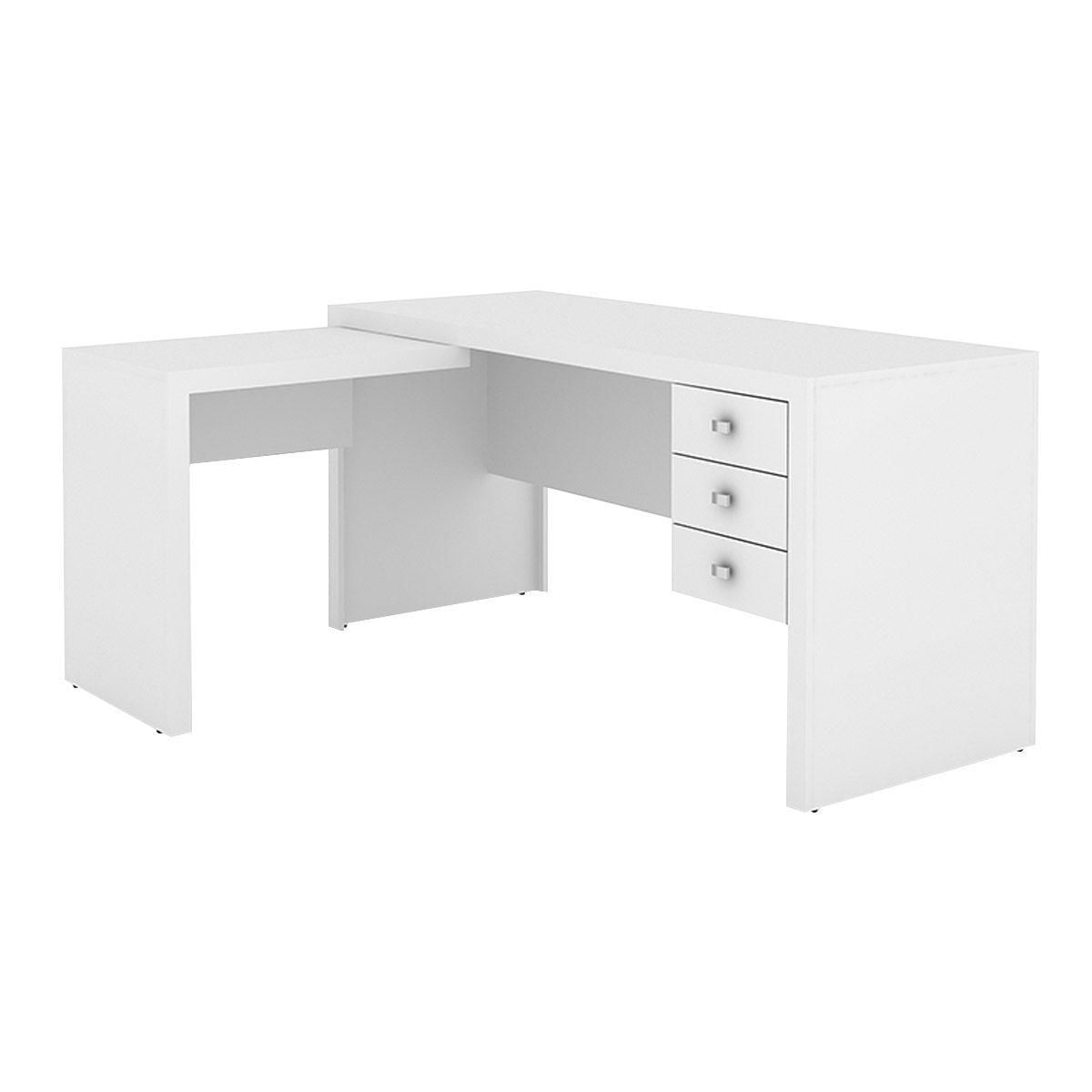 Mesa De Escritorio Me4106 C 3 Gavetas Branco Tecno Mobili