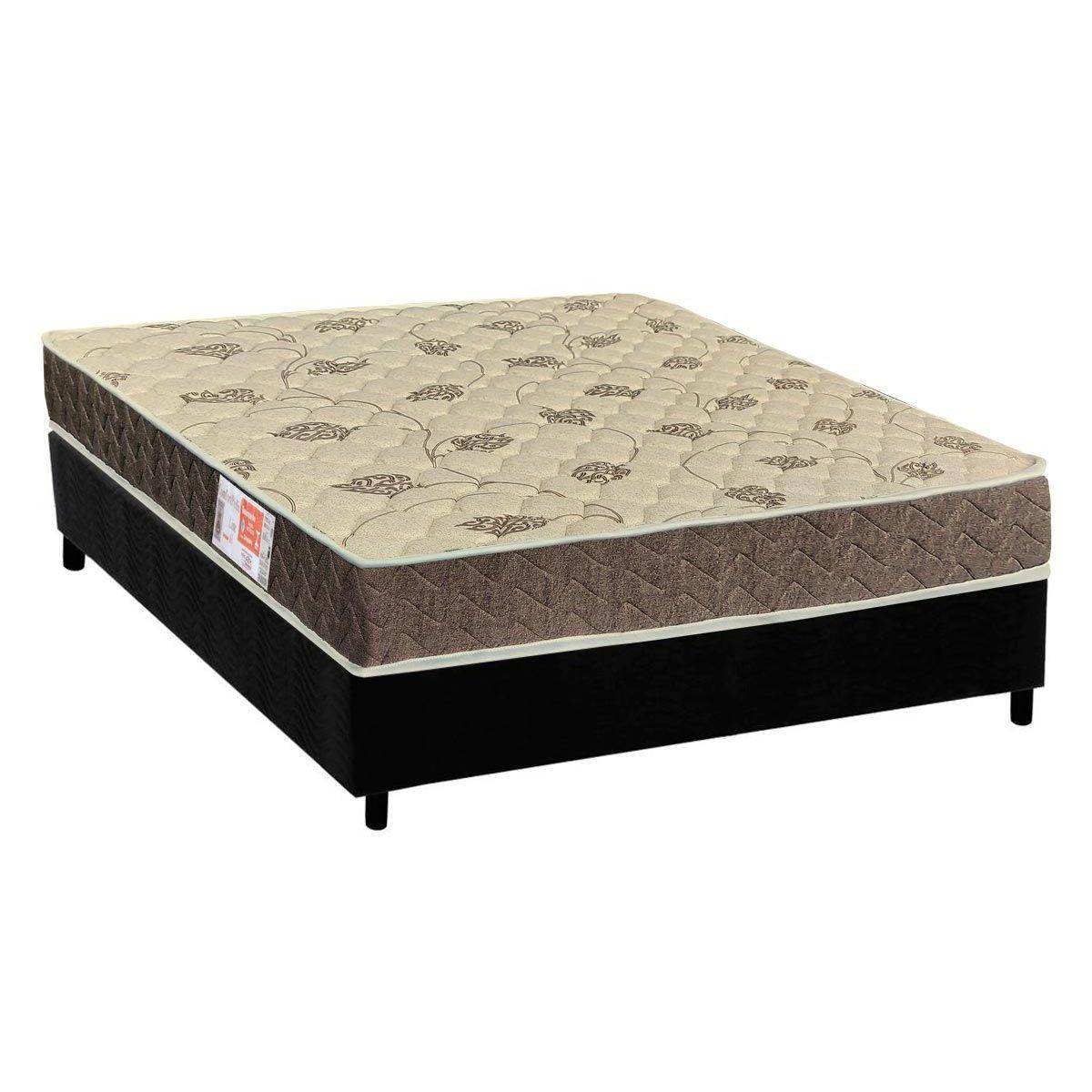 Cama Box Casal Colchao Espuma Orthoflex D33 Comfortpedic Line Base Crc Suede Black 138x188