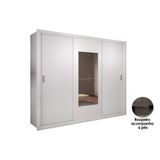 Guarda Roupa 3 Portas De Correr E 4 Gavetas C Espelho E Pes Veneza Premium Branco Rufato