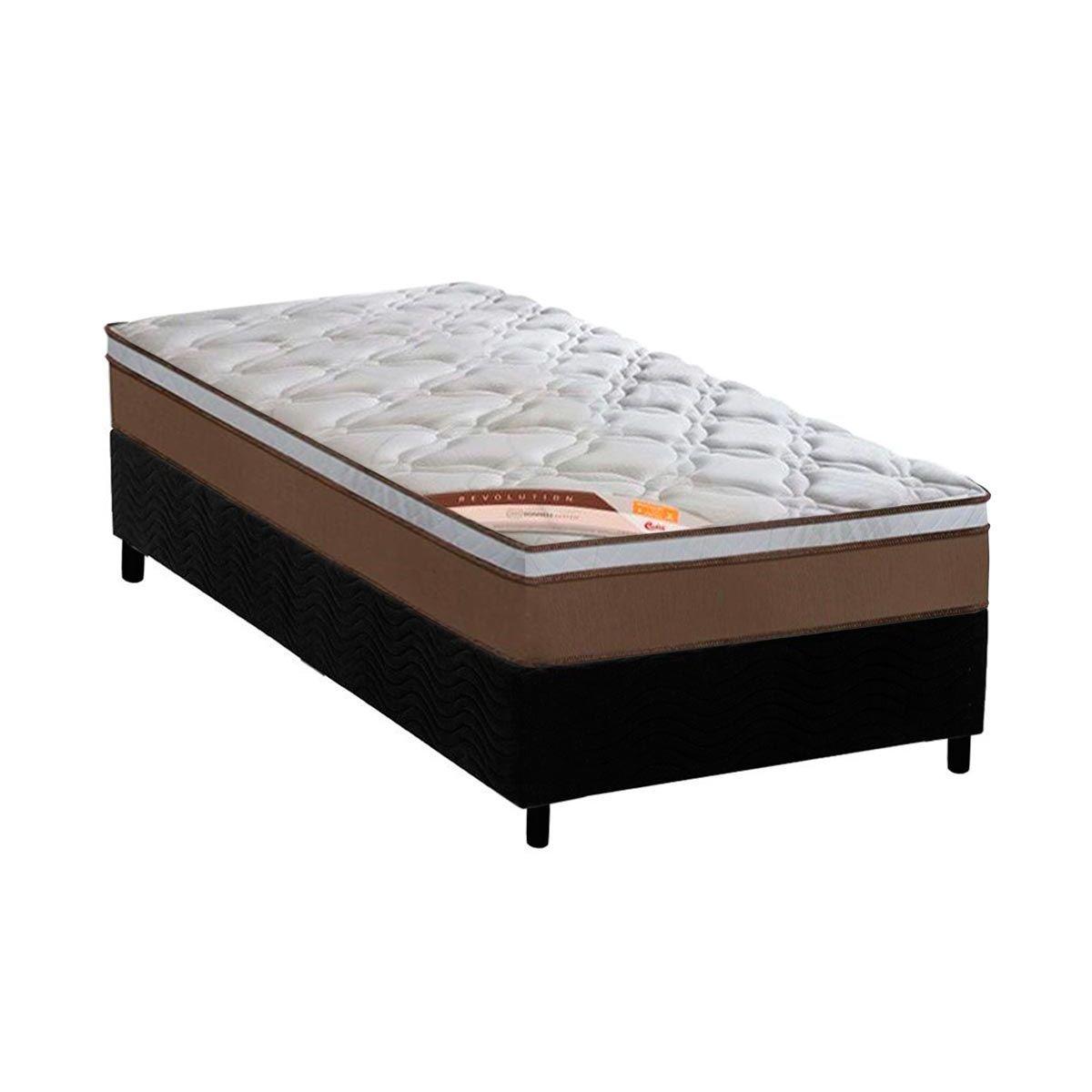 Cama Box Solteiro Colchao Molas Pocket Ensacadas Castor Revolution Base Crc Suede Black 88x188