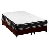 Cama Box Queen Colchao Espuma Castor D33 Black E White Base Crc Suede Brown 158x198