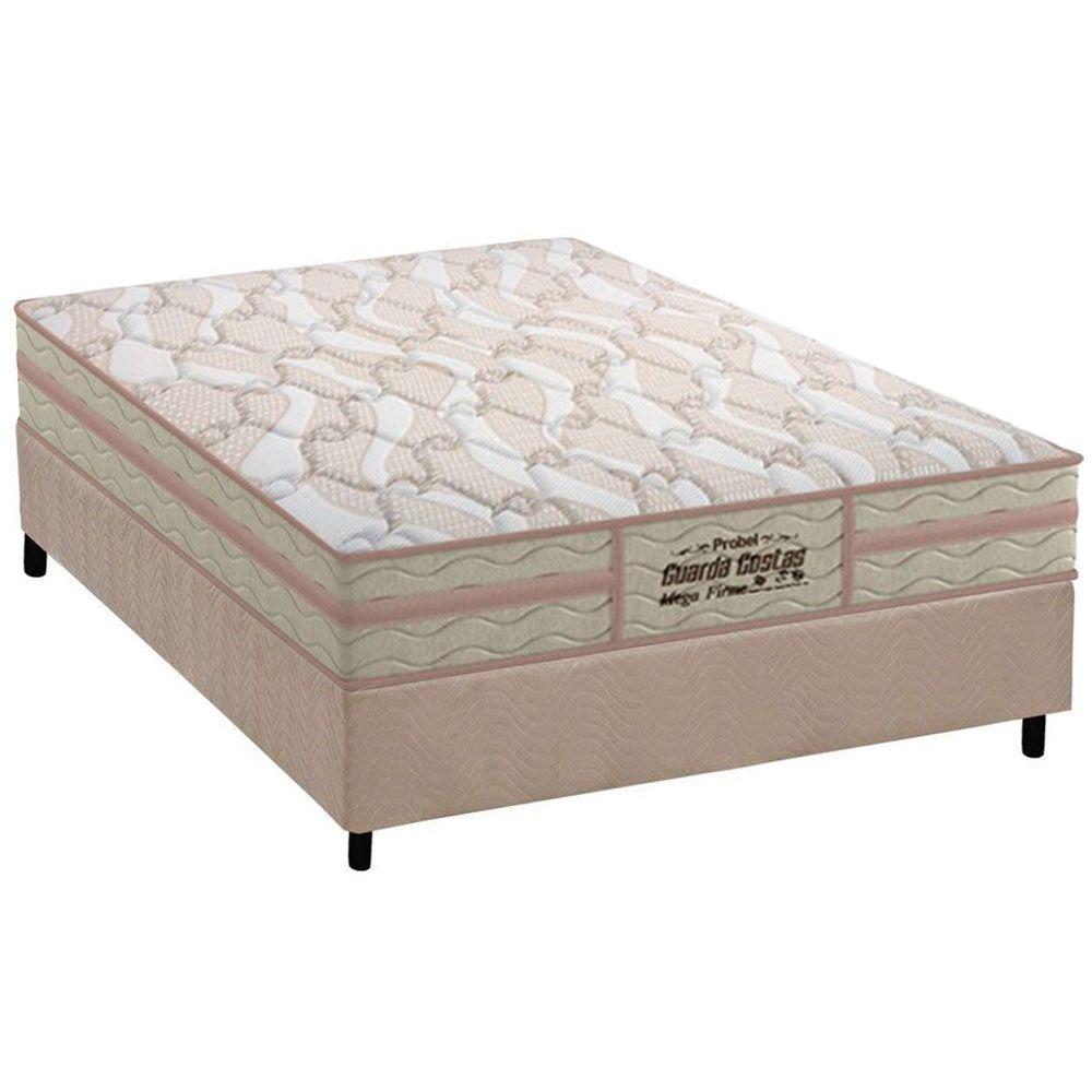 Cama Box Casal Colchao Ortopedico Probel Ag65 Guarda Costas Mega Firme Base Crc Suede Clean 138x188